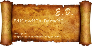 Eötvös Dezső névjegykártya